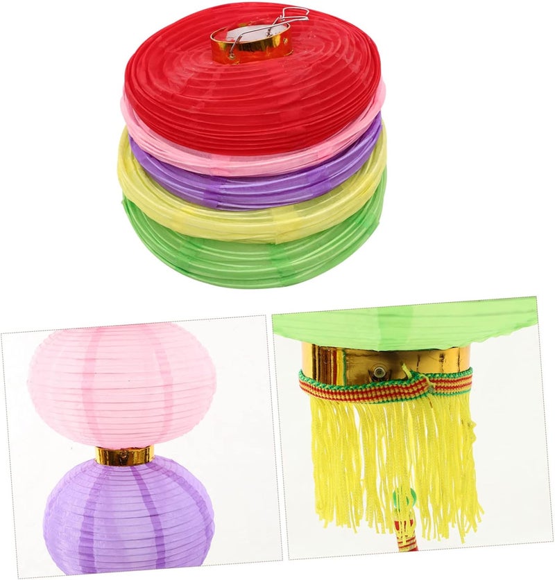 klarako 4pcs Collapsible Traditional Festival for Lantern Lanterns Style Hanging of Ornaments Silk Garden Decorations Festive New Ornament Supplies Party Colorful Rabbit Spring Foldable - Image 4