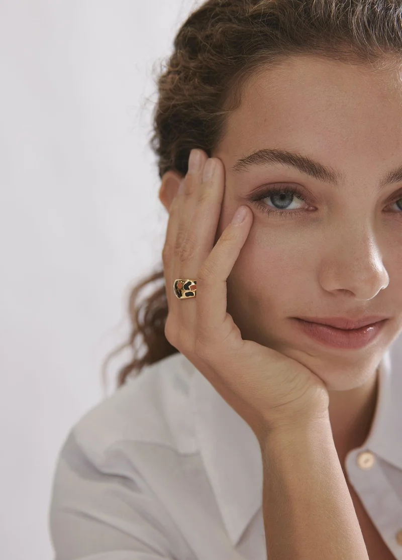Lola Casademunt Gold And Animal Print Ring