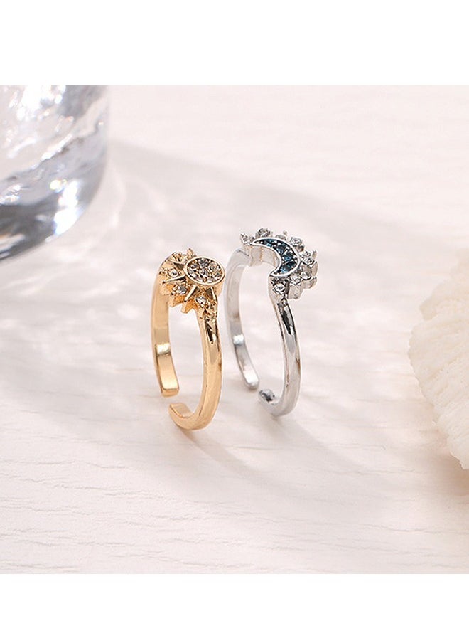Beyond Sun and Moon Couples Promise Rings, Anti Fading Titanium Engagement Ring, Suitable As A Couple Gift and Wedding Ring (Gold+Silver)  - Image 5