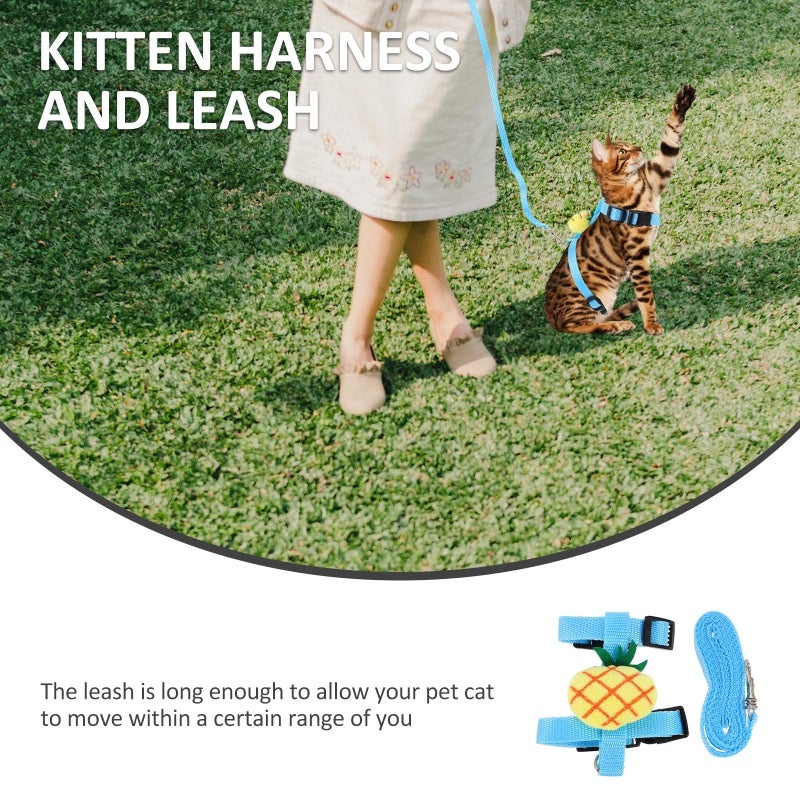Small Cat Harness Leash Set Pineapple Pattern Adjustable Soft For Safe Walking Travel - Image 4