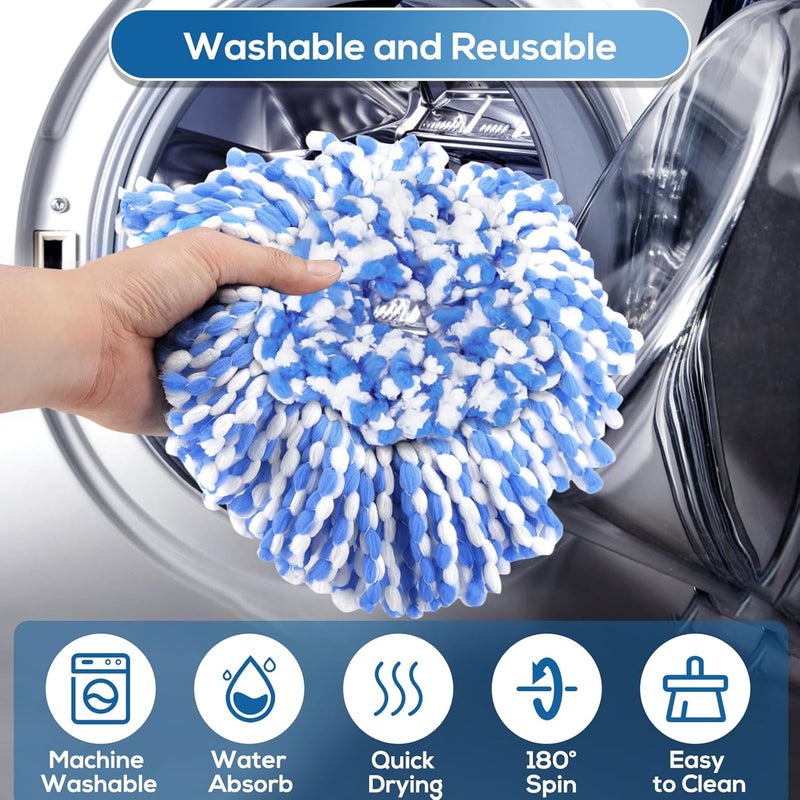 Caehomly 4 Pack RinseClean Spin Mop Replacement Head Spin Mop Refills Compatible with O Ceda RinseClean Dual System, Microfiber Mop Easy Cleaning Floor Head Mop for Floor Cleaning RinseClean 2 Tank System - Image 3