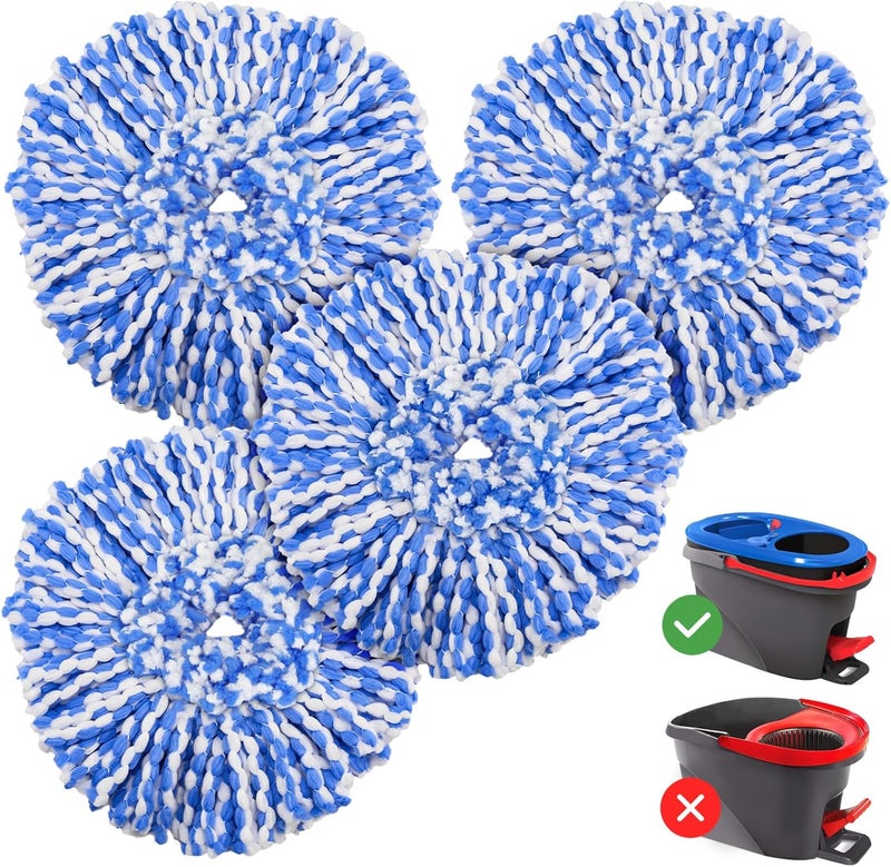 Caehomly 4 Pack RinseClean Spin Mop Replacement Head Spin Mop Refills Compatible with O Ceda RinseClean Dual System, Microfiber Mop Easy Cleaning Floor Head Mop for Floor Cleaning RinseClean 2 Tank System - Image 1