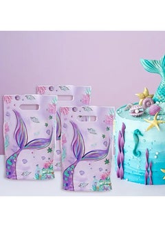Zeemey 30pcs Mermaid Handbags, Plastic Gift Bags Candy Snack Bags Party Gifts Filling Supplies, Underwater Mermaid Themed Candy Snack Gift Packaging Bag, Birthday Party Youngsters Shower Party Supplies Decoration  - Image 3