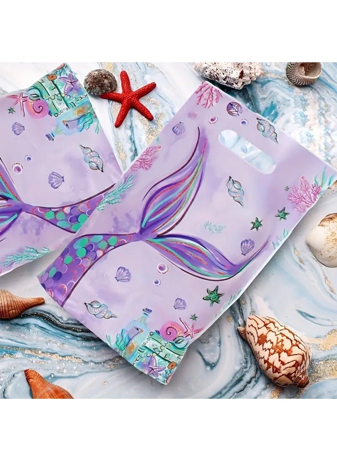 Zeemey 30pcs Mermaid Handbags, Plastic Gift Bags Candy Snack Bags Party Gifts Filling Supplies, Underwater Mermaid Themed Candy Snack Gift Packaging Bag, Birthday Party Youngsters Shower Party Supplies Decoration  - Image 4