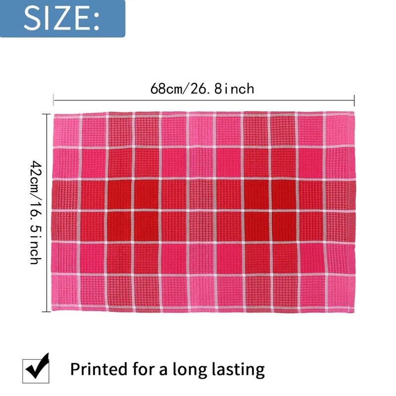 Fucibt Bright Large Kitchen Towels, 4-Pack, 16 Inch x 26 Inch Buffalo Check Dish Towels for Washing Drying Dishes, Colorful Waffle Design Tea Towel Bar Towel, Buffalo - Image 5