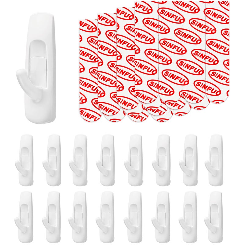 Utility Wall Hooks for Hanging Medium 16 Hooks Damage Free Hanging Wall Hooks with Adhesive Strips Heavy Duty Adhesive Hooks Damage Free for Key Holder Coat Door Shower Hanging