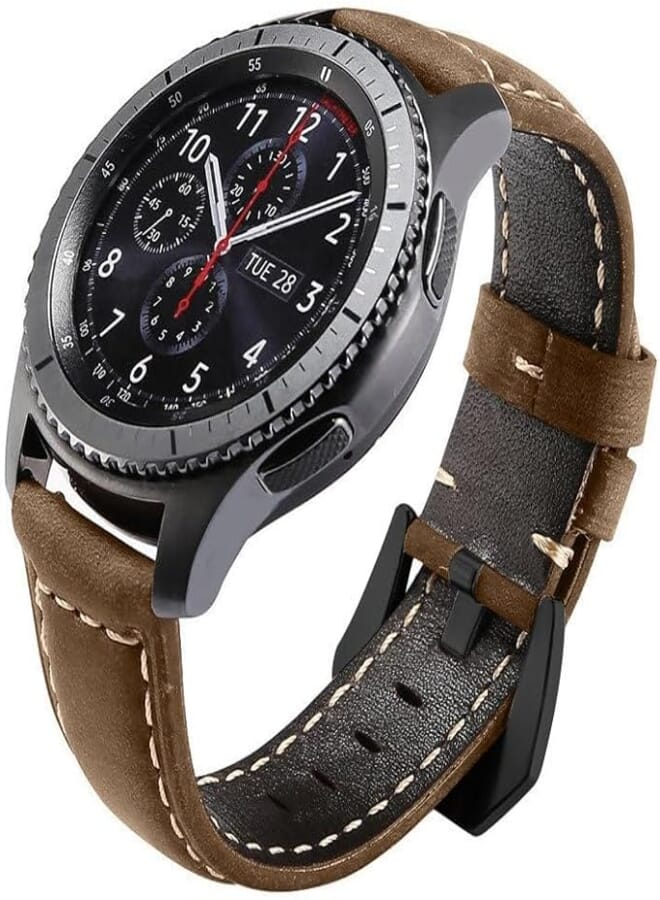 Next Next store 22mm Soft Leather Watch Band Compatible with Samsung Gear S3/Frontier/Classic/Galaxy Watch 46mm/Galaxy Watch 3 45mm/Huawei Watch 3/GT3 46mm/GT2 46mm (Brown)