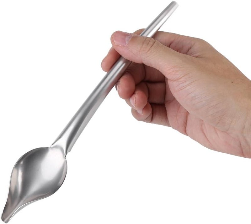 Chazcool Stainless Steel Saucier Drizzle Spoon, Sauce Spoon with Tapered Spout, Chocolate Drizzle Tool for Decorating Plate - Image 1