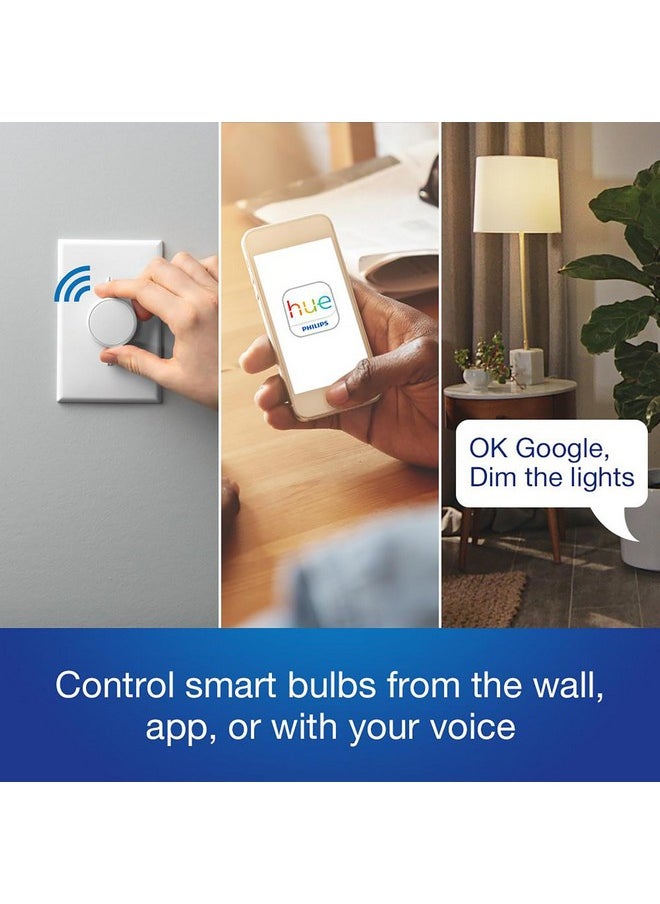 LUTRON Lutron Aurora Smart Bulb Dimmer Switch (2 Pack) | for Philips Hue Smart Bulbs | Z3-1BRL-WH-L0-2 | White  - Image 3