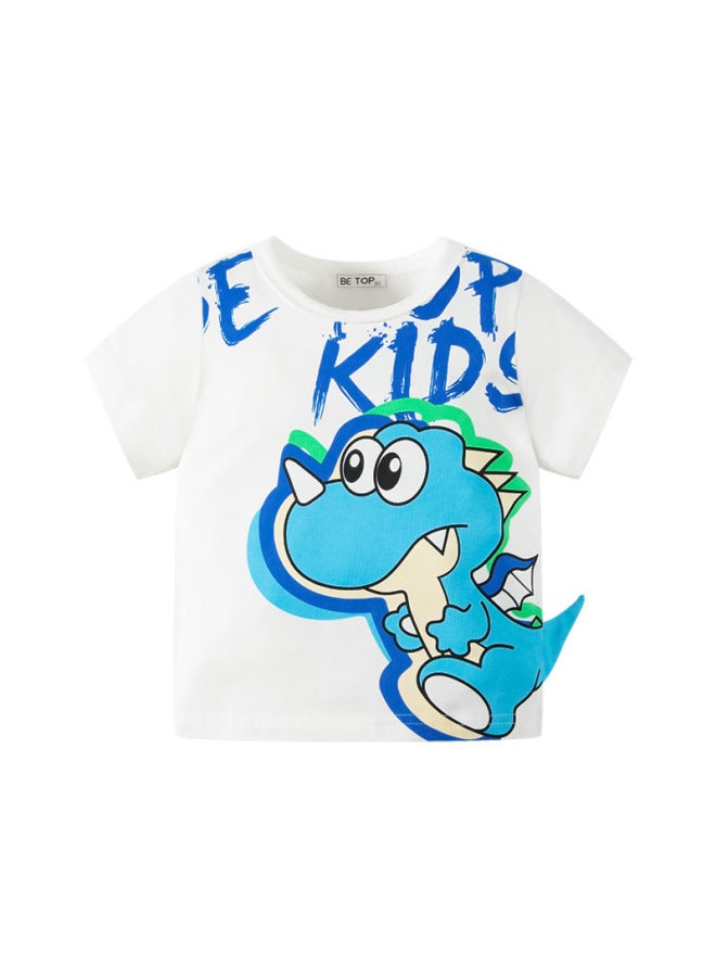 Boys 3D Dinosaur Print Short Sleeve T-Shirt – Pure Cotton, Summer Style
