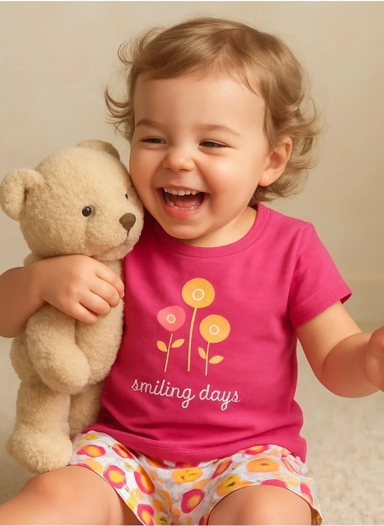 victor and jane Victor and Jane - Printed T-shirt and Shorts Pyjama Set