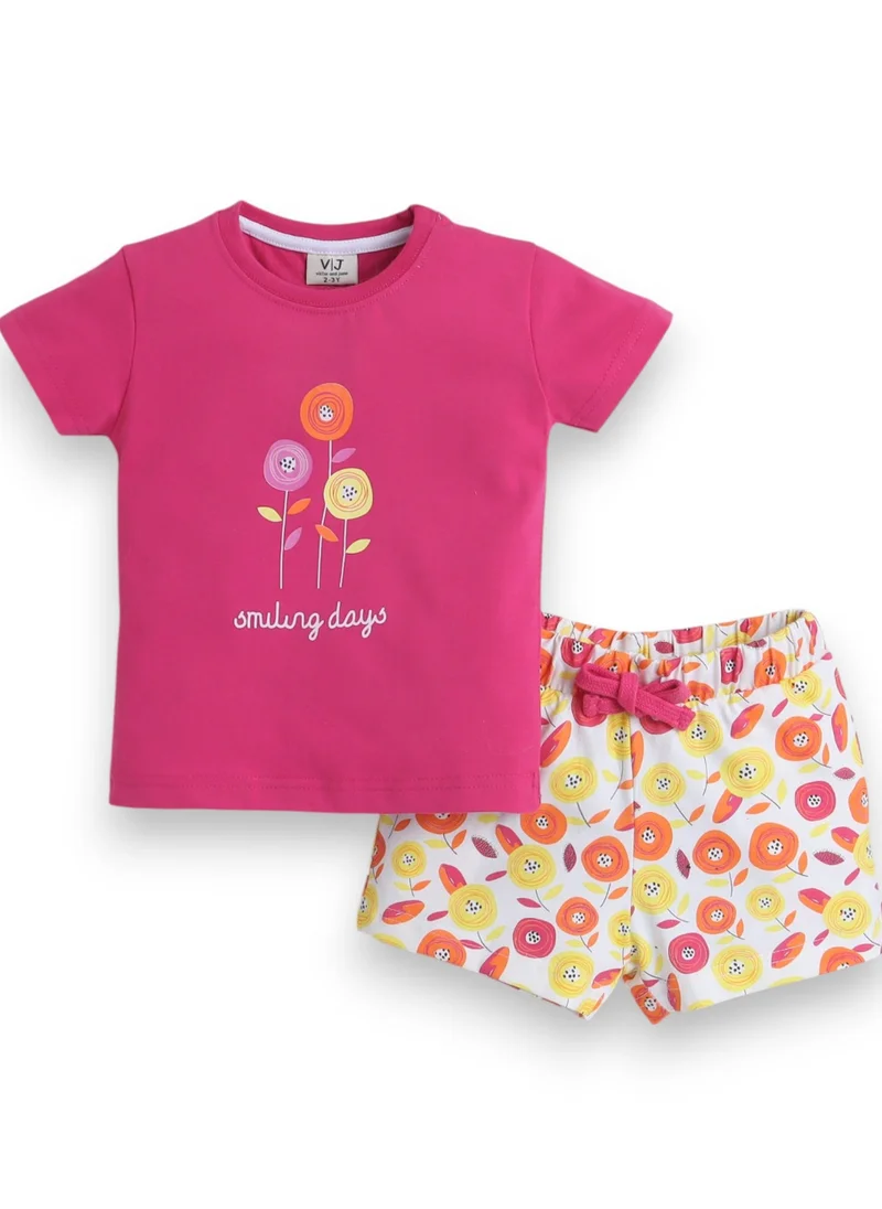 victor and jane Victor and Jane - Printed T-shirt and Shorts Pyjama Set