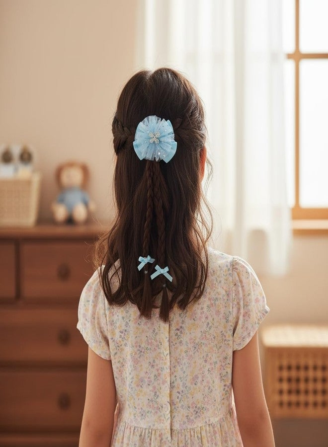 KARP - 4 Pcs (2 set) Butterfly Hair Clips for Girls | Fancy Hairpins with Big Net Bows & Long Ribbon Extensions | Cute Hair Accessories for Kids | Best for Party, Event Wear & Gift for girls | Multi-Color - (K2529 Style-3) - Image 2
