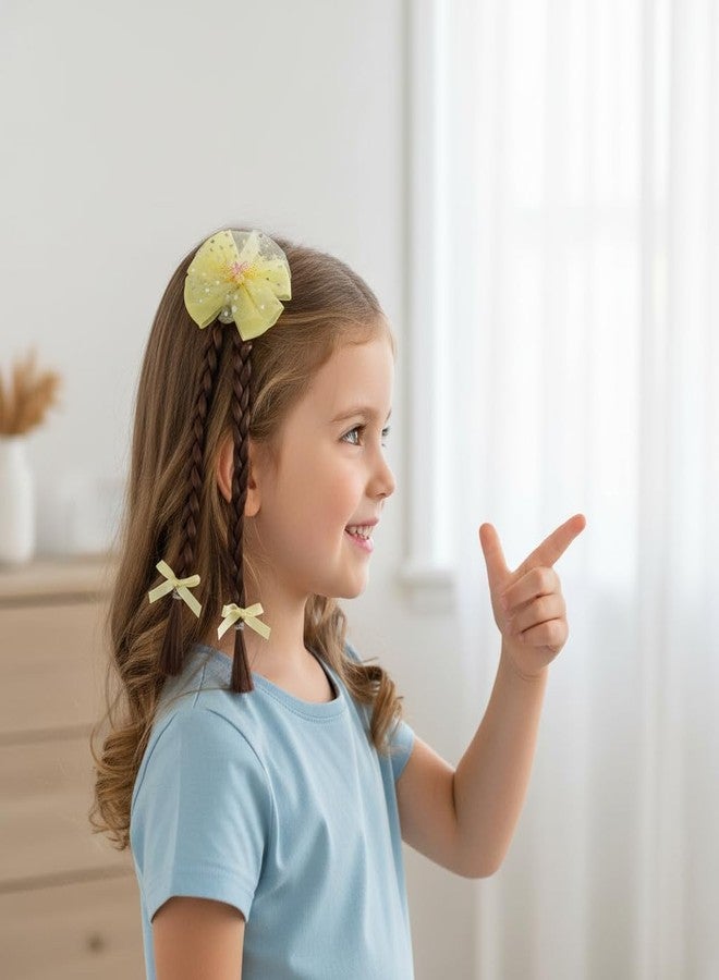 KARP - 4 Pcs (2 set) Butterfly Hair Clips for Girls | Fancy Hairpins with Big Net Bows & Long Ribbon Extensions | Cute Hair Accessories for Kids | Best for Party, Event Wear & Gift for girls | Multi-Color - (K2529 Style-3) - Image 3