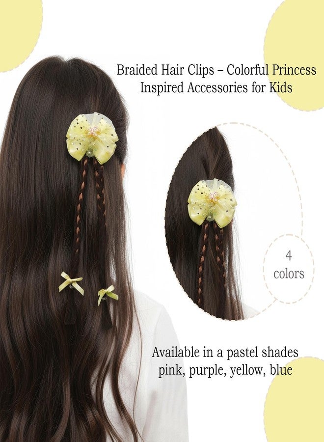 KARP - 4 Pcs (2 set) Butterfly Hair Clips for Girls | Fancy Hairpins with Big Net Bows & Long Ribbon Extensions | Cute Hair Accessories for Kids | Best for Party, Event Wear & Gift for girls | Multi-Color - (K2529 Style-3) - Image 5