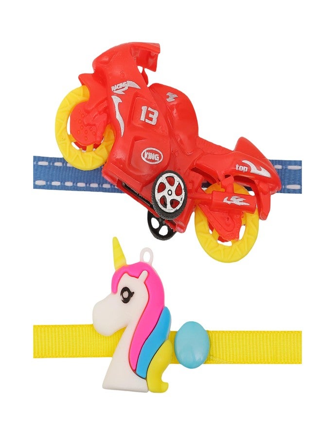 Vientiq Set of 2 Kids Rakhi Combo Scooter and Unicorn Rakhi with Roli Chawal Rakshabandhan for Brother & Sister - Image 4