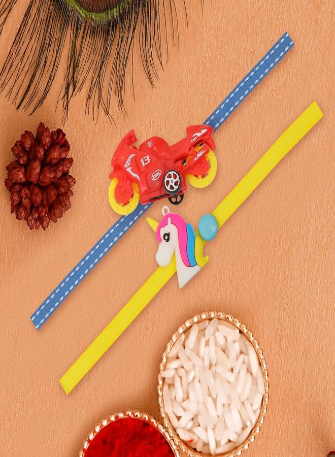 Vientiq Set of 2 Kids Rakhi Combo Scooter and Unicorn Rakhi with Roli Chawal Rakshabandhan for Brother & Sister - Image 3