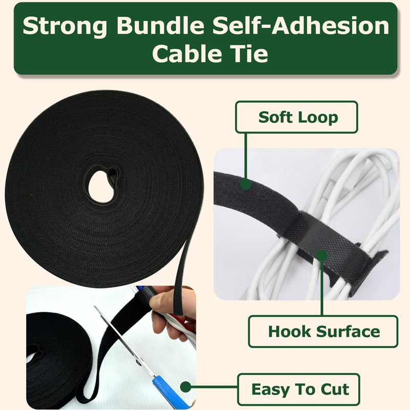 Ecohomes 1 Inch X 30 Ft Cable Ties Wrap  Double Sided Hook And Loop Straps Roll Tape  Self Gripping Strips For Cable & Cord Management Home & Office Organization  Heavy Duty Wire Tie Band Wraps - Image 3