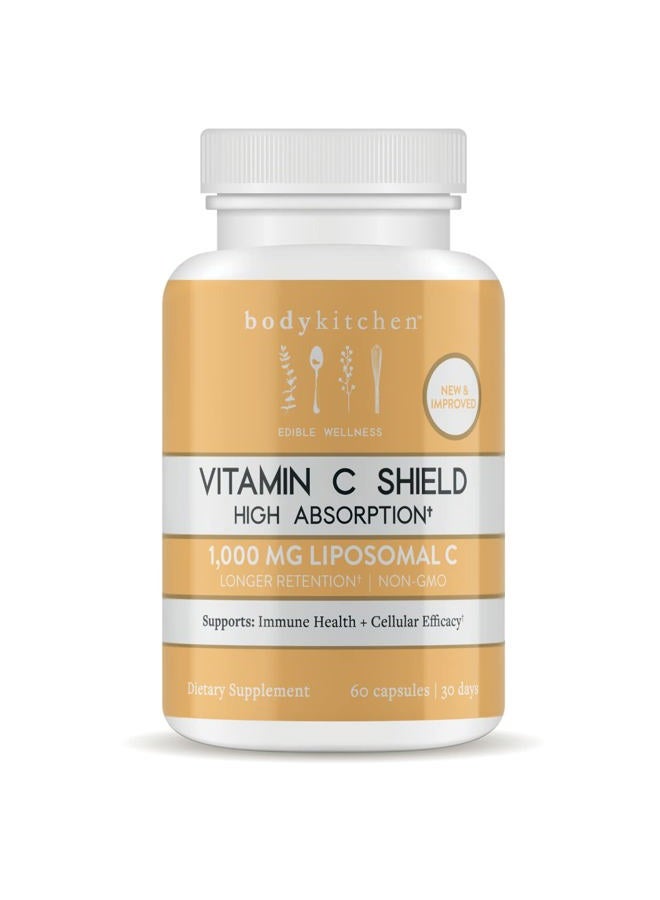 Body Kitchen Liposomal Vitamin C Shield, 1000mg PureWay-C, High Absorption, Non-GMO, Supports Immune Health and Cellular Efficacy, Veggie Caps, 60 Count  - Image 1