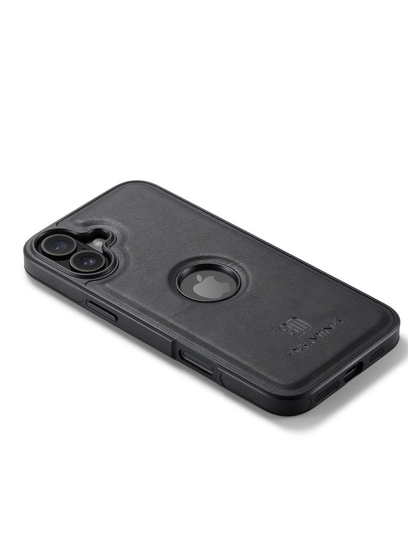DGMING Case Cover Premium Leather Back with Logo CutOut Shockproof Compatible with Iphone 16  (Black)  - Image 3