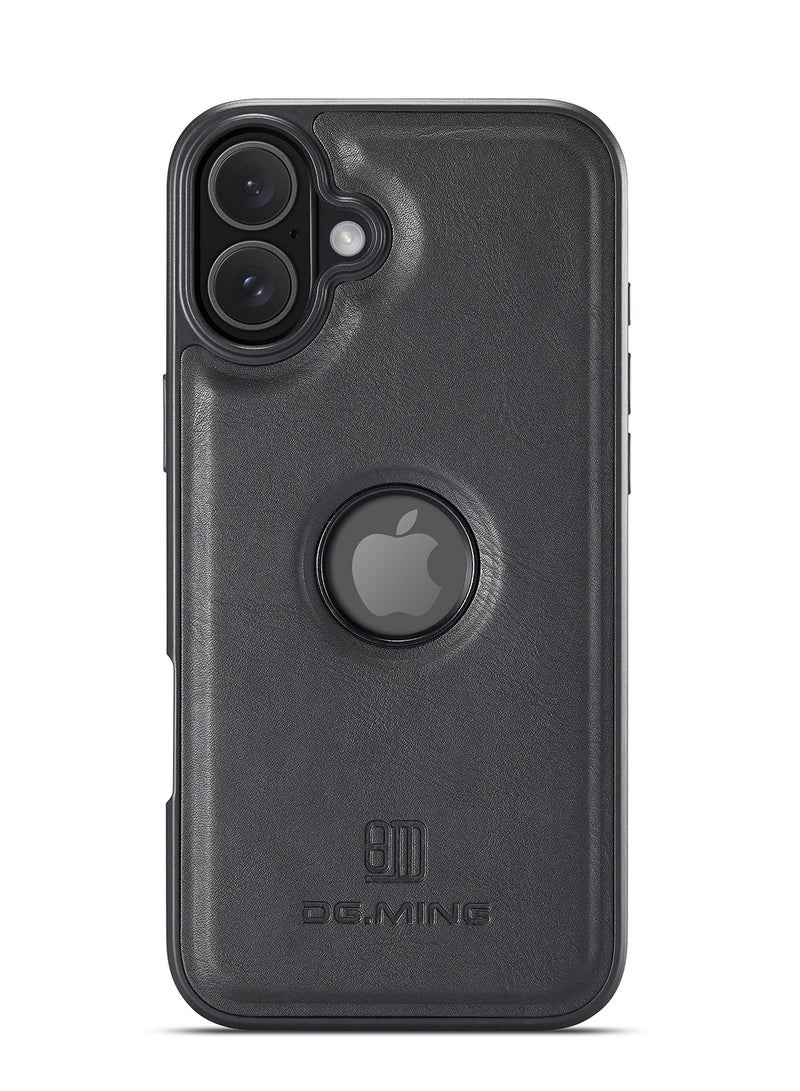 DGMING Case Cover Premium Leather Back with Logo CutOut Shockproof Compatible with Iphone 16  (Black)  - Image 2
