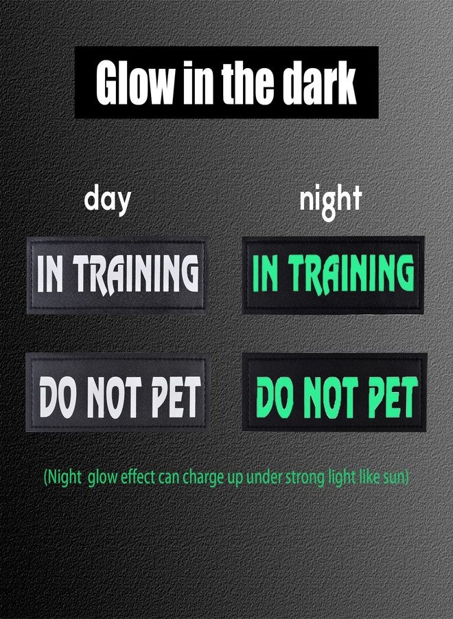 JIABEIUS 4 Pcs DO NOT PET Dog Harness Patches with Hook Backing, in Training Patch Tactical Dog in Training Harness, Reflective and Removable Tags (6.2 X 1.9) Inch - Image 3