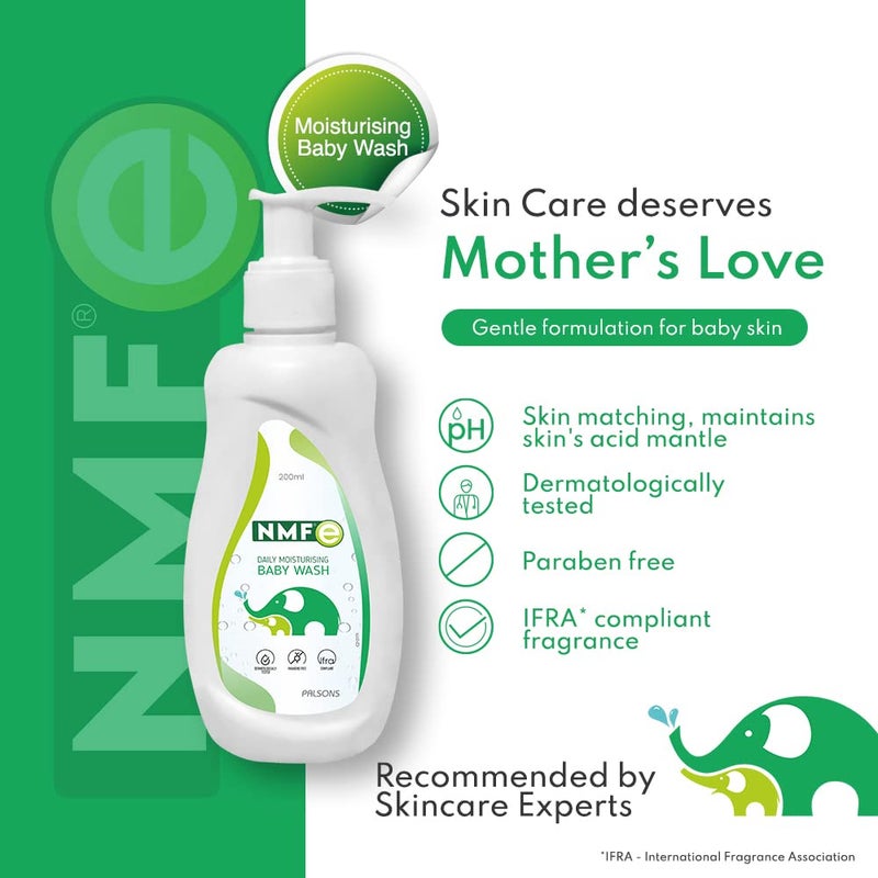 NMFe Moisturising Baby Wash I Enriched With Aloe Vera, Oat Milk & Vitamin E I Suitable For Newborns I Paraben Free I Skin-matching pH I Dermatologically Tested 200ml - Image 5