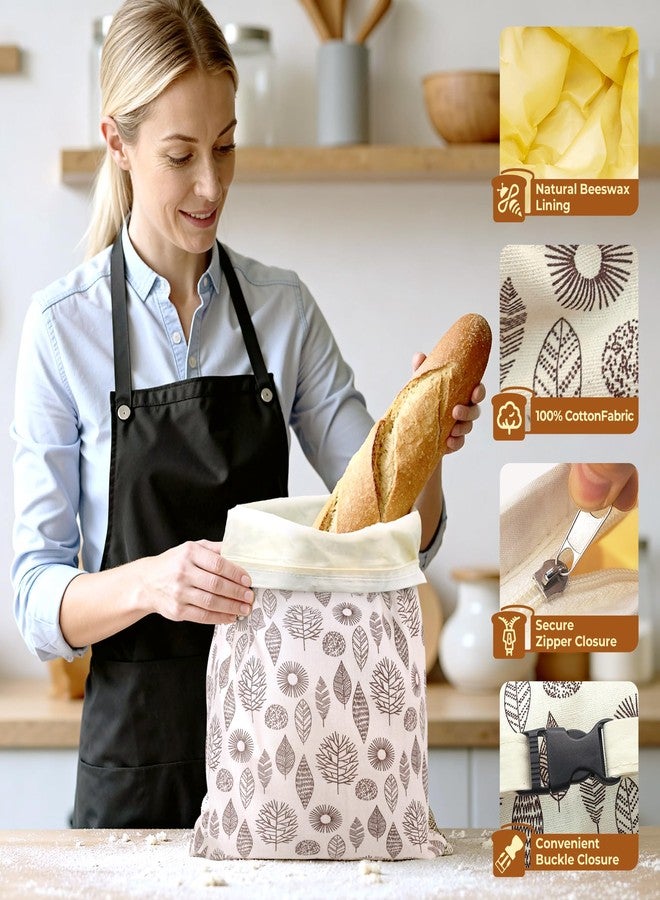 OHIYO Reusable Beeswax Bread Bags 43 cm x 33 cm, Natural Beeswax Coated Cotton Storage Bags for Homemade Bread and Baked Goods (Pack of 2) - Image 3