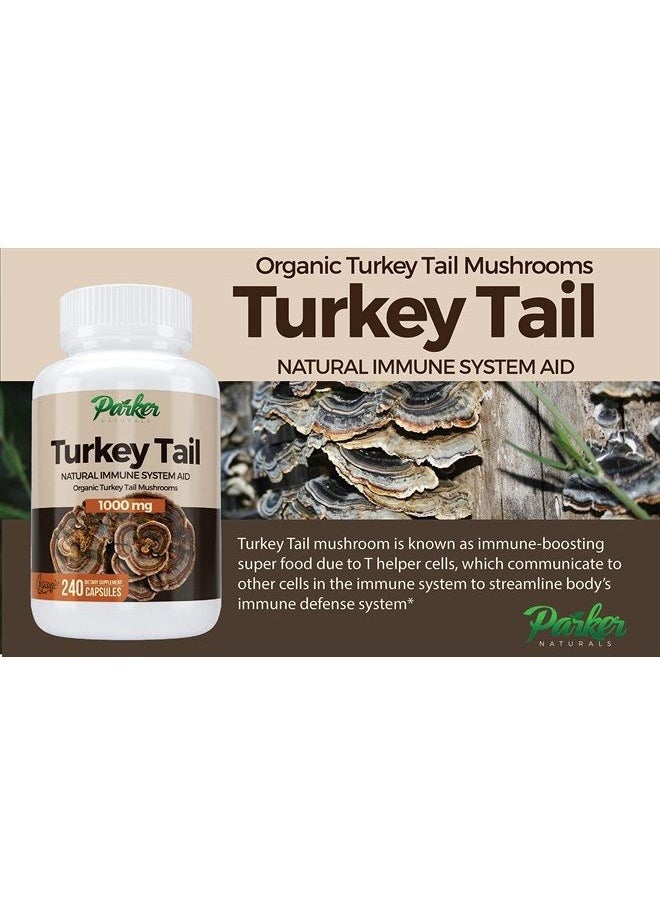 Parker Naturals - Premium Organic Turkey Tail Mushroom Capsules Supports Immune System Health. Nature's Original Superfood. 240 Capsules … - Image 1