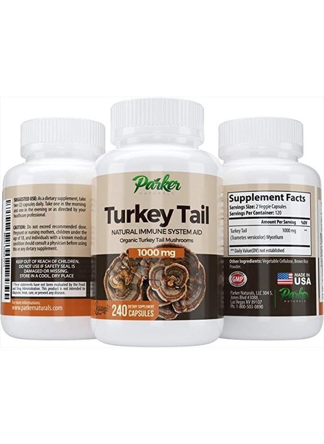 Parker Naturals - Premium Organic Turkey Tail Mushroom Capsules Supports Immune System Health. Nature's Original Superfood. 240 Capsules … - Image 1