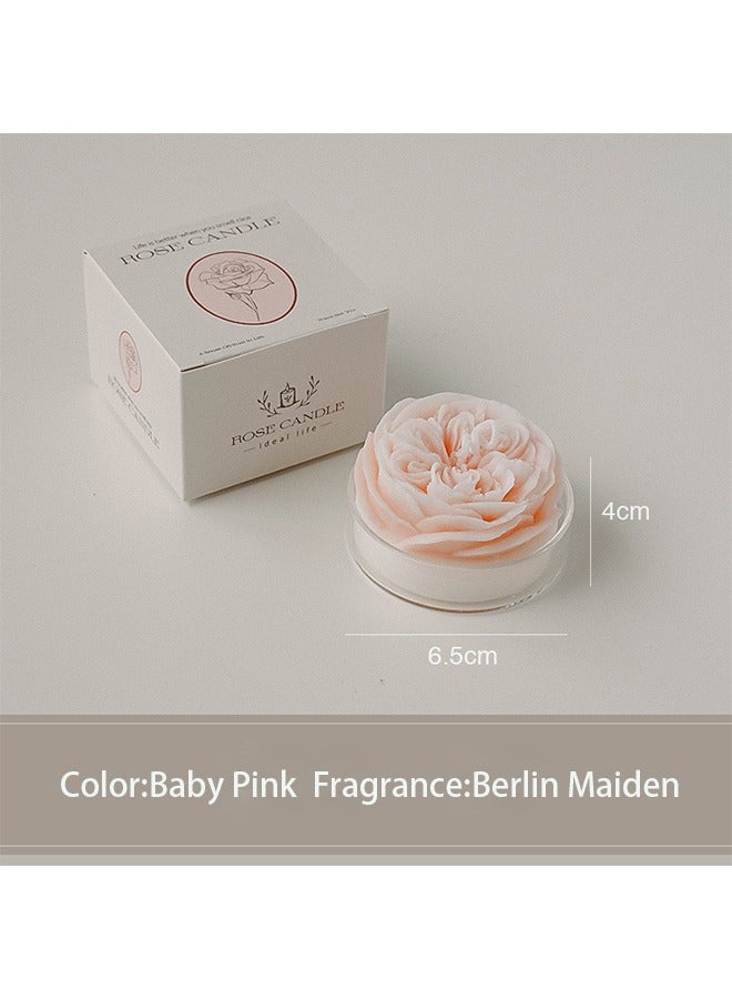 Rose Candle Ladies Gift, Long-Lasting Soy Wax Scented Candle, Room Decoration Lovely Flower Shaped Scented Candle for Home Office, Spa Room Decoration, Aesthetic Decoration (Berlin Maiden, 2.5 inches) - Image 2