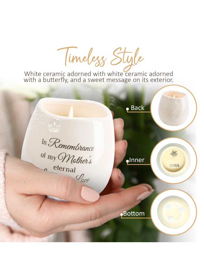 Pavilion Gift Compan Pavilion Light Your Way Memorial Ceramic Vessel - 100% Soy Wax Candle with ""In Remembrance Of My Mother's Eternal Light And Love"" Text  Decorative Soy Filled Candle  Scent of Tranquility  8 oz  White  - Image 4