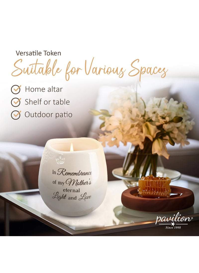 Pavilion Gift Compan Pavilion Light Your Way Memorial Ceramic Vessel - 100% Soy Wax Candle with ""In Remembrance Of My Mother's Eternal Light And Love"" Text  Decorative Soy Filled Candle  Scent of Tranquility  8 oz  White  - Image 3