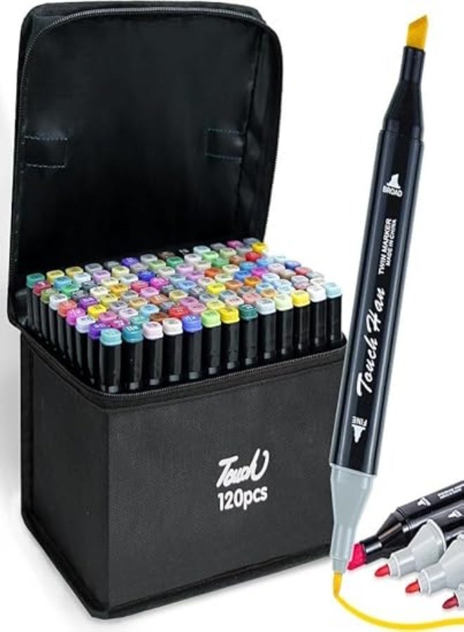 تاتش أقلام تلوين ماركر ذات أساس كحولي للرسم والتخطيط والمستلزمات الفنية  - (120قلم ماركر) - Image 1