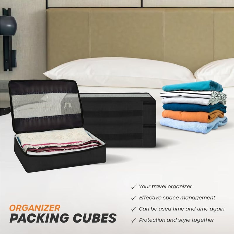 Cranique Packing Cubes for Travel Organizer, Storage Bag, Packing Bag for Clothes, Essential Pouch, Travel Organizer for Men & Women Pack of 6 (Cube1-Black-Pack6) - Image 4