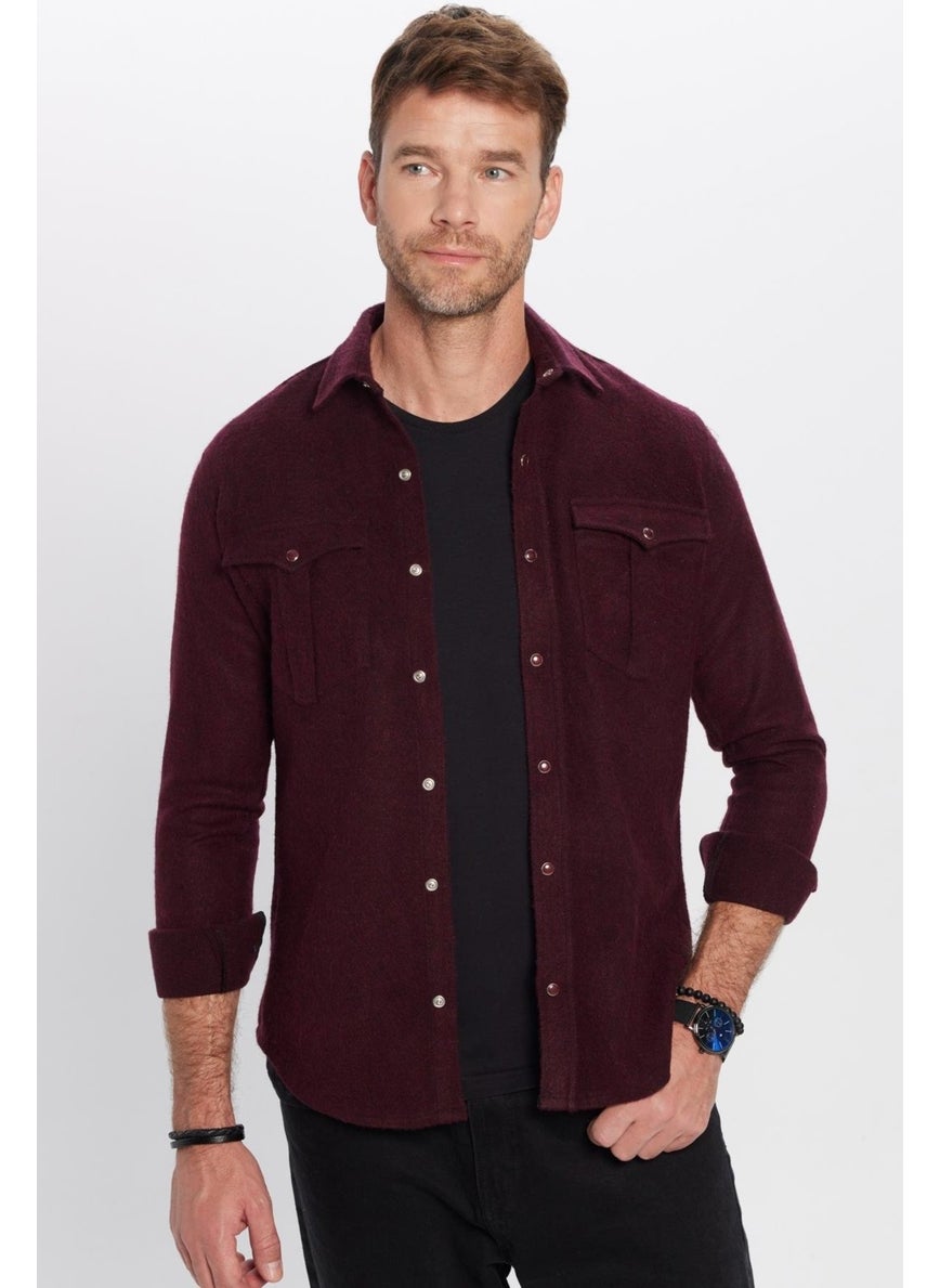 Men's Slim Fit Slim Fit Lumberjack Double Pocket Flap Plain Burgundy Winter Shirt - pzsku/Z8BC60B45D6100778297AZ/45/_/1734510533/957e533f-aafc-44fa-97c7-c1170473233d