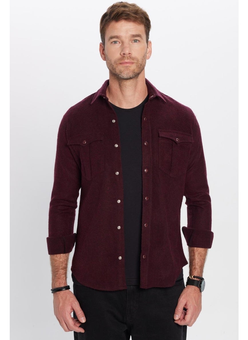 Men's Slim Fit Slim Fit Lumberjack Double Pocket Flap Plain Burgundy Winter Shirt - pzsku/Z8BC60B45D6100778297AZ/45/_/1734510535/d20fc3d4-aa1c-48bb-b155-c8733aac8f4f