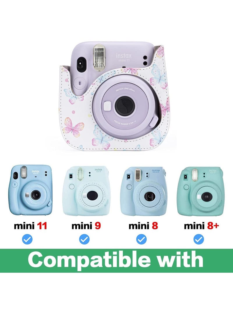 Zikra Case for Fujifilm Instax Mini 11/9 / 8 Instant Film Cameras with Accessory Pocket and Detachable/Adjustable Shoulder Strap (Butterfly) - Image 2