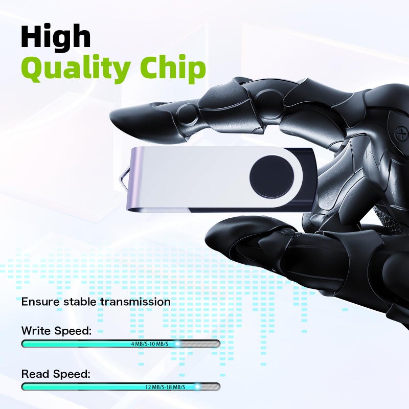 Wooolken 64GB Flash Drive 10 Pack, Wooolken USB 2.0 Thumb Drive Bulk Pen Drive Metal Swivel Memory Stick 64GB 10 Colors Multipack Value Zip USB Drives with Lanyard - Image 2