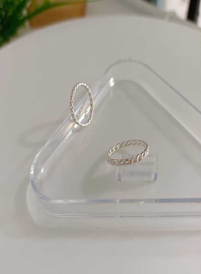CANDYFANCY 2mm Thin Simple Cuban Chain Link Rings 925 Sterling Silver Filigree Cool Plain Minimalist Middle Finger Thumb Stacking Band Rings Size 2.5 - Image 5