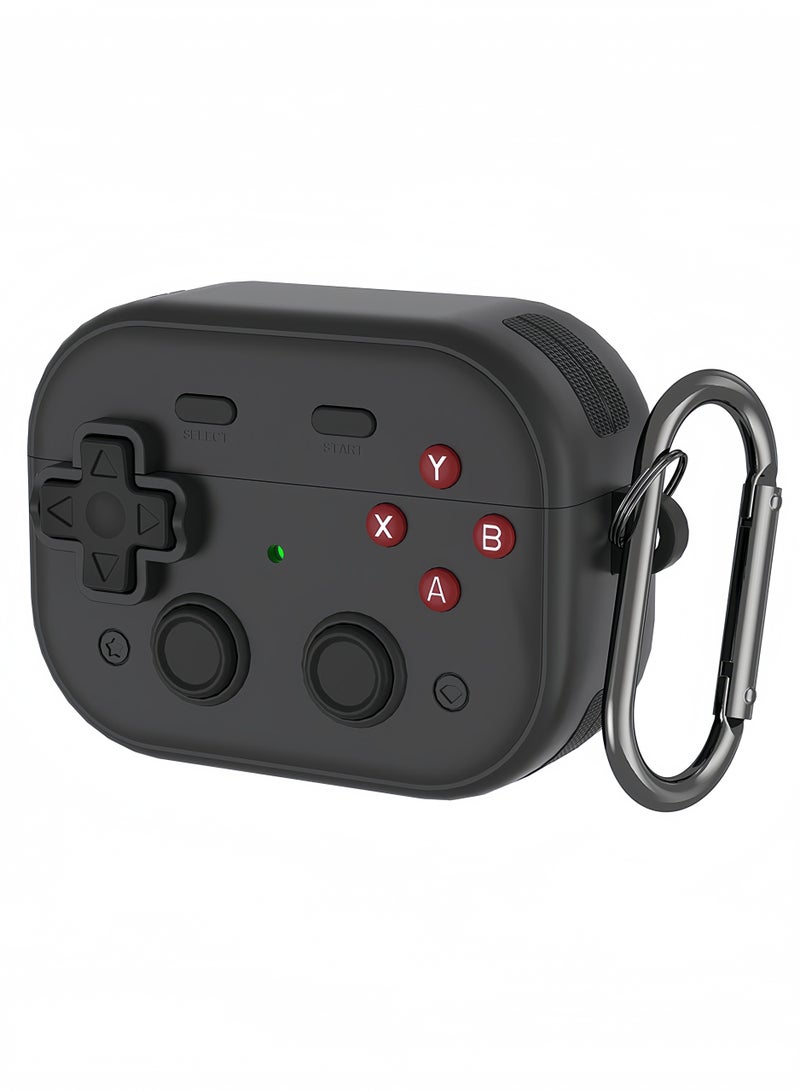 Compatible with AirPods 4th Generation Case with Security Lock - Retro Handheld Game Console Design, Soft Silicone Protective Cover, Charging Case (Black) - Image 1