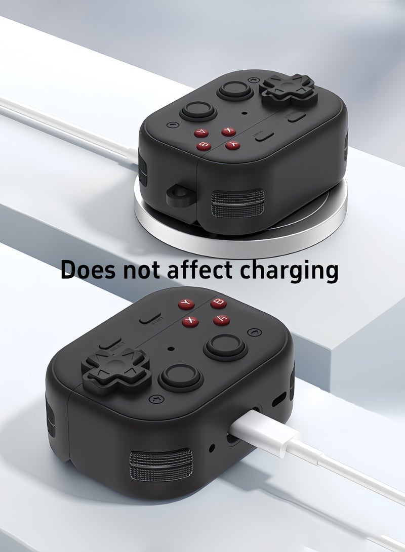 Compatible with AirPods 4th Generation Case with Security Lock - Retro Handheld Game Console Design, Soft Silicone Protective Cover, Charging Case (Black) - Image 4