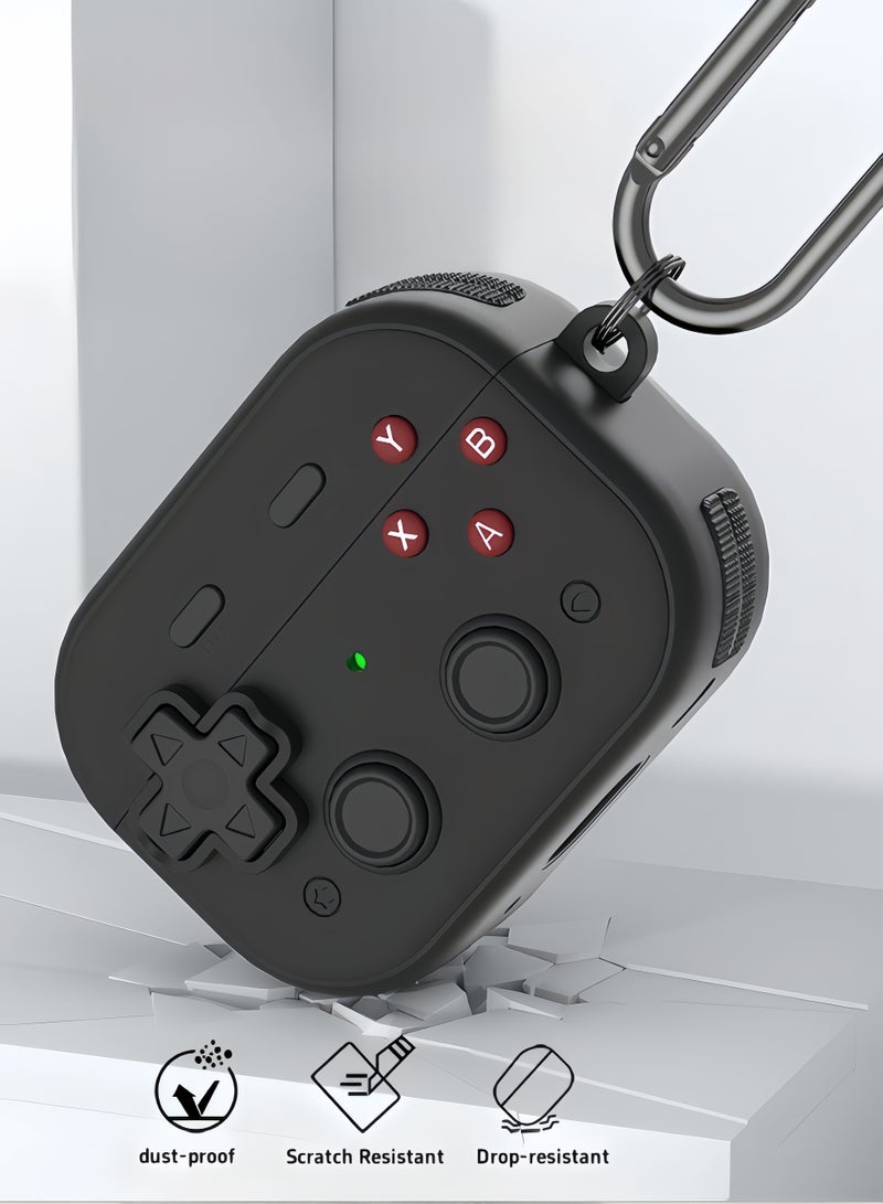 Compatible with AirPods 4th Generation Case with Security Lock - Retro Handheld Game Console Design, Soft Silicone Protective Cover, Charging Case (Black) - Image 3