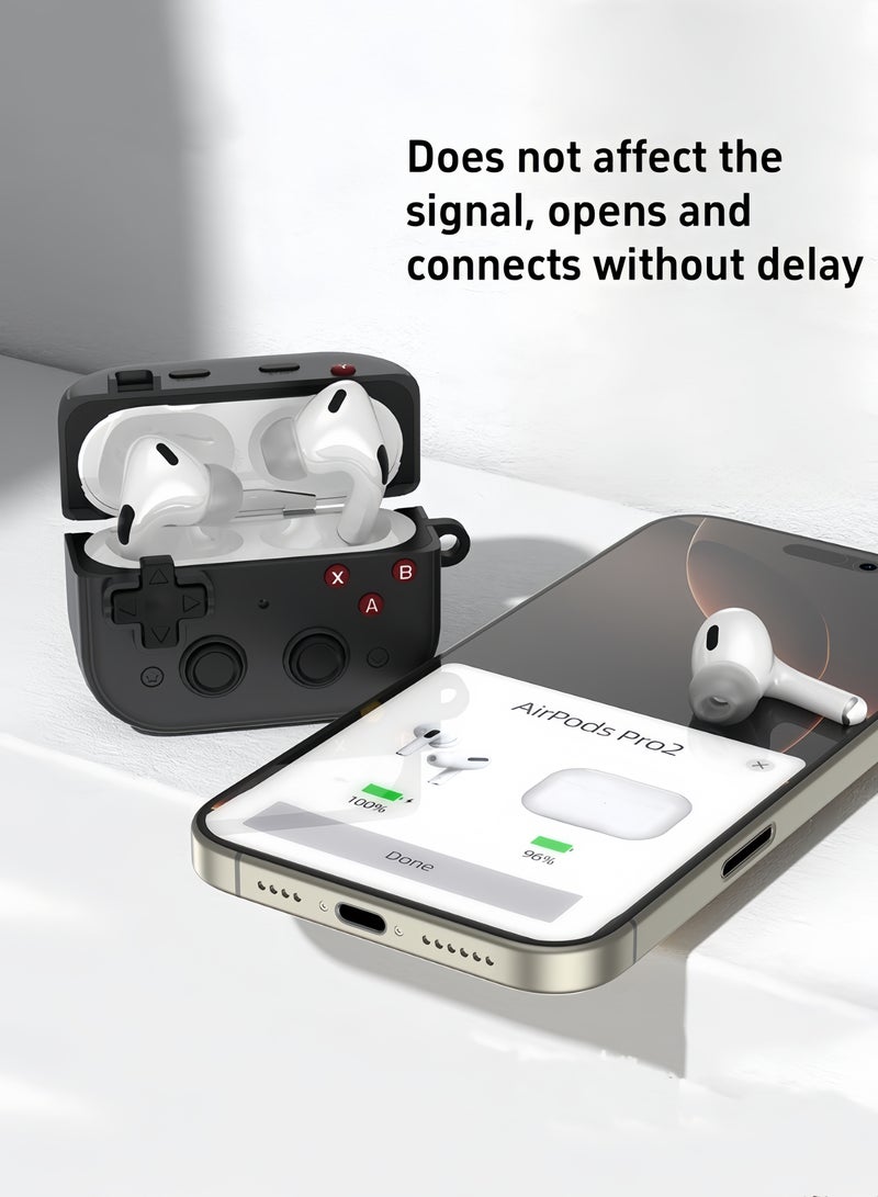 Compatible with AirPods 4th Generation Case with Security Lock - Retro Handheld Game Console Design, Soft Silicone Protective Cover, Charging Case (Black) - Image 5
