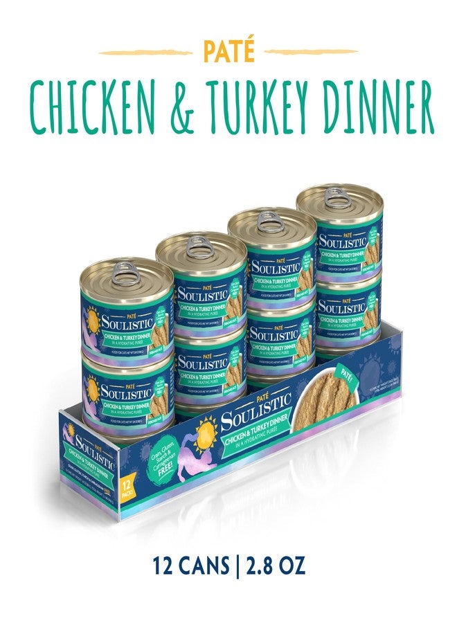 Soulistic Paté Wet Cat Food, Chicken and Turkey Dinner in a Hydrating Purée, 2.8oz Can, Pack of 12 - Image 2