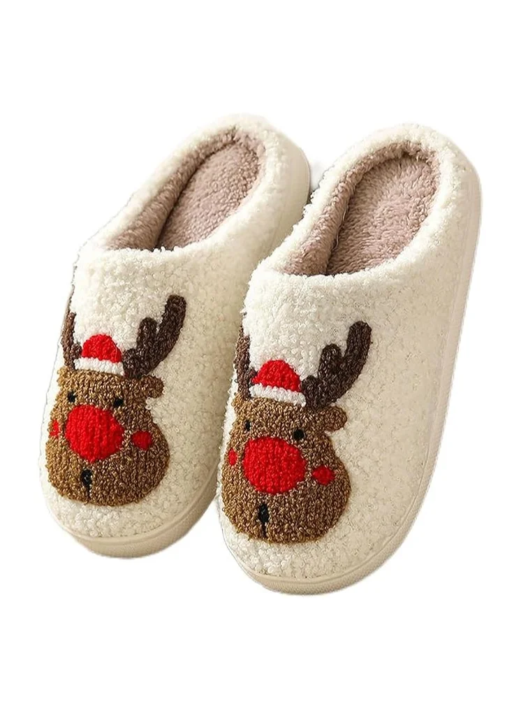 Ginger Christmas Reindeer Plush Slippers