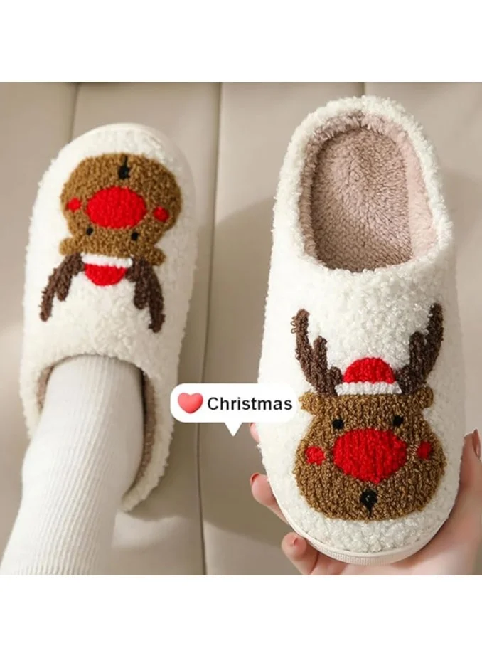 Ginger Christmas Reindeer Plush Slippers