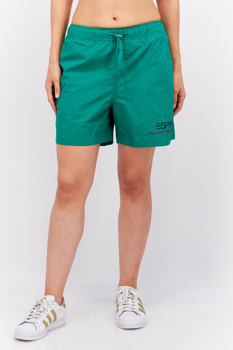 ESPRIT Women Brand Logo Basic Shorts, Green - Image 1
