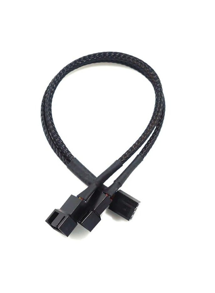 SOLDOUT 4 Pin Fan Cable 1 to 2/3/4 Ways Splitter Black Sleeved 27cm Length Connector PWM Extension Cable (1 to 2 Ways)  - Image 1