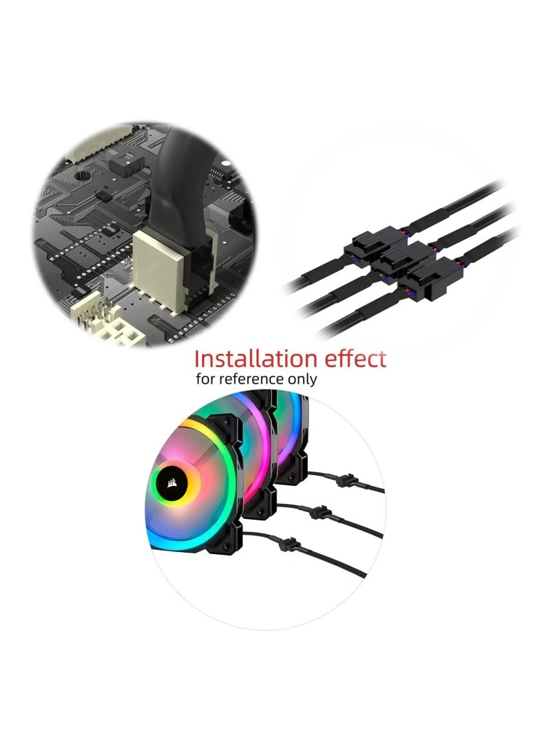 SOLDOUT 4 Pin Fan Cable 1 to 2/3/4 Ways Splitter Black Sleeved 27cm Length Connector PWM Extension Cable (1 to 2 Ways)  - Image 2